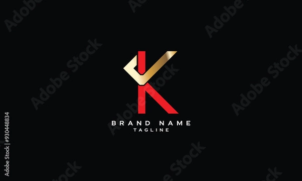Fototapeta JK, KJ, Abstract initial monogram letter alphabet logo design