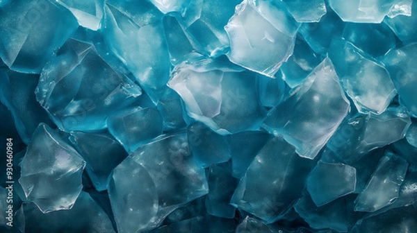 Fototapeta Textured Blue Ice Chunks Interlocking in Close-Up View