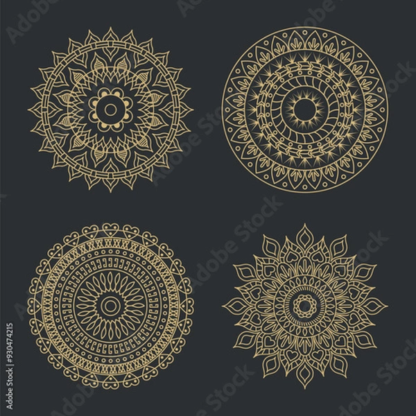 Fototapeta Abstract mandala pattern.Geometric shape.Unusual flower shape.Design for a wallpaper, shirt ,tile,Henna, Mehndi, tattoo, decoration. Decorative ornament in ethnic oriental style.