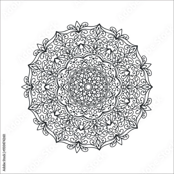 Fototapeta Abstract mandala pattern.Geometric shape.Unusual flower shape.Design for a wallpaper, shirt ,tile,Henna, Mehndi, tattoo, decoration. Decorative ornament in ethnic oriental style.