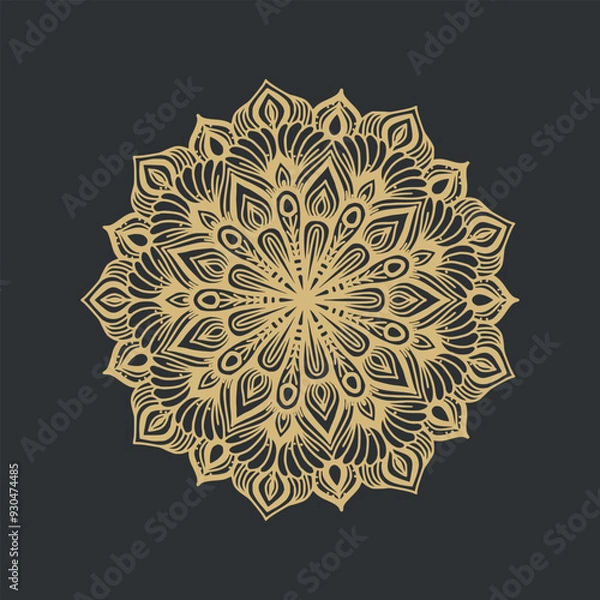 Fototapeta Abstract mandala pattern.Geometric shape.Unusual flower shape.Design for a wallpaper, shirt ,tile,Henna, Mehndi, tattoo, decoration. Decorative ornament in ethnic oriental style.