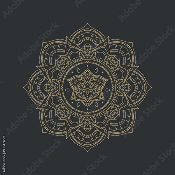 Fototapeta Abstract mandala pattern.Geometric shape.Unusual flower shape.Design for a wallpaper, shirt ,tile,Henna, Mehndi, tattoo, decoration. Decorative ornament in ethnic oriental style.