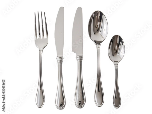 Fototapeta a silverware set with a fork spoon and knife