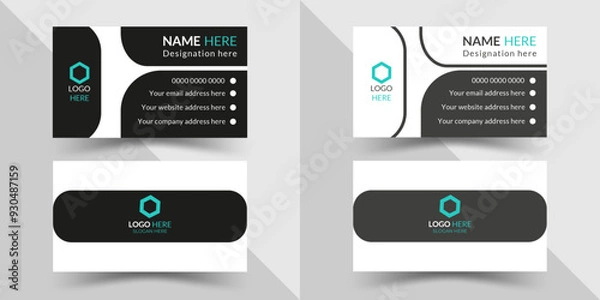 Obraz Creative and modern business card design with cyan and white and dark black color Clean and simple business card template Stylish black brow elegant business card design