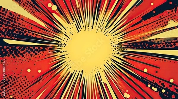 Fototapeta comic background with dots and burst vector illustration