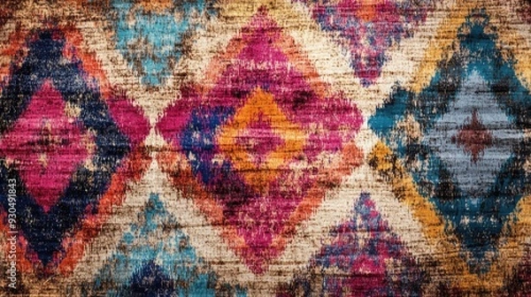 Fototapeta Rug seamless texture with abstract pattern  ethnic fabric  grunge background  boho style pattern  3d illustration