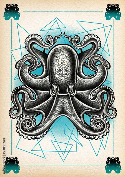 Obraz Tattoo illustration Octopus dot work 