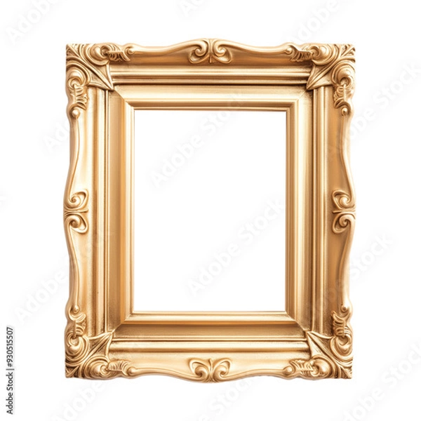 Fototapeta Vintage Gold Frame isolated on a transparent background 