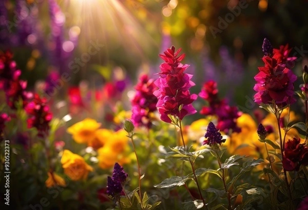 Fototapeta tranquil arrangement vibrant blooms bathed gentle lighting creating serene inviting atmosphere, bright, color, composition, decor, design, flower, floral