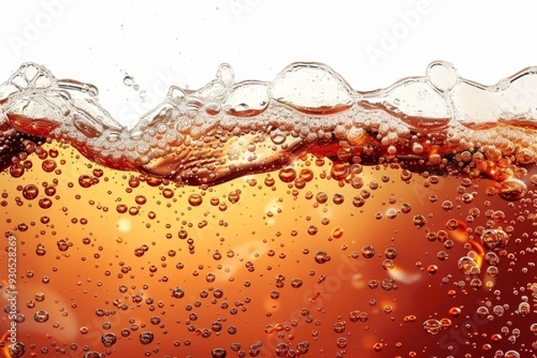 Obraz Close Up of Bubbly Soda Drink in Orange and Brown Colors.