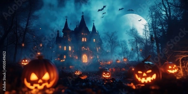 Fototapeta Witch in a Spooky Halloween Forest created by ai