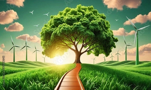 Fototapeta tree on the hill