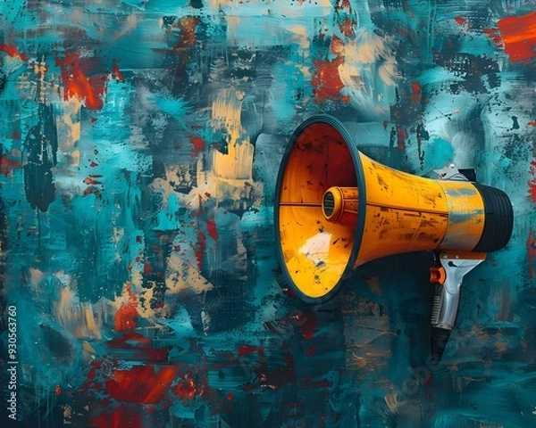 Obraz Megaphone in a Modern Abstract Art Composition Blending Technology and Creativity
