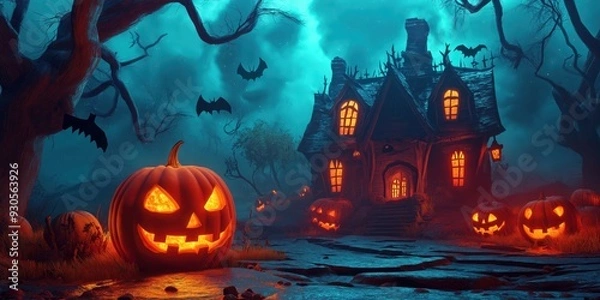 Fototapeta Witch in a Spooky Halloween Forest created by ai