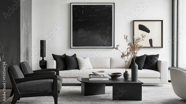Fototapeta Modern Minimalist Living Room Interior Design