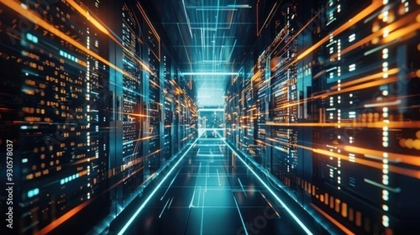 Fototapeta Digital Data Corridor