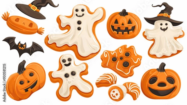 Obraz Spooky Halloween Cookie Vector Icon Pack