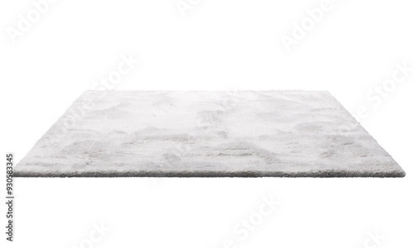 Obraz Modern white throw rug with high pile. 3d render