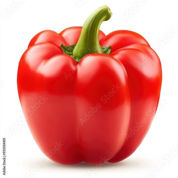Obraz A red pepper on a white background with clipping path, AI