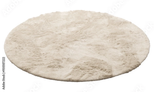Fototapeta Modern beige round rug with high pile. 3d render