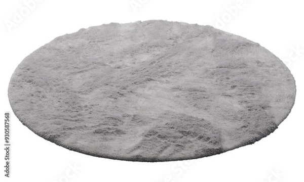 Fototapeta Modern gray round rug with high pile. 3d render