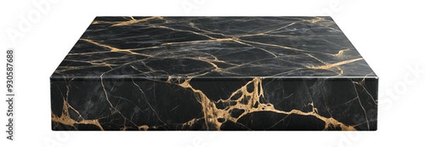 Obraz Empty black and gold rectangular product display podium isolated