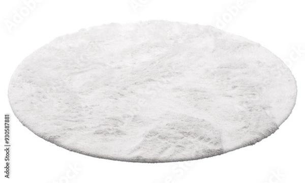 Fototapeta Modern white round rug with high pile. 3d render