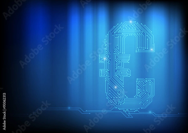 Fototapeta Vector : Electronic circuit in euro symbol on technology backgro