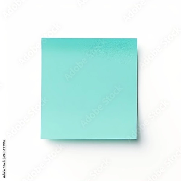 Fototapeta Bright Cyan Post-it Note Isolated on a Clean White Surface