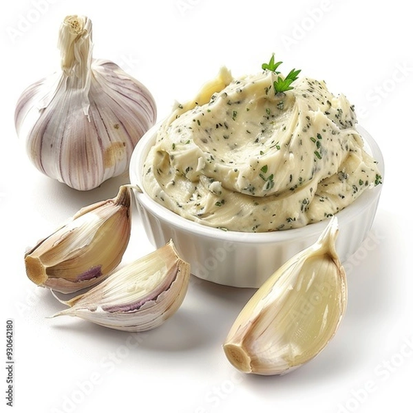Obraz Delicious Garlic Butter Spread in a Perfectly Isolated View.