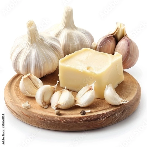 Obraz Garlic Butter Spread on Isolated Surface for Culinary Use.