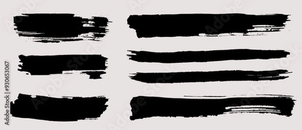 Fototapeta Brush strokes vector. Set of text boxes. Paintbrush collection. Grunge design elements. Dirty texture banners. Painted rectangles and long strokes