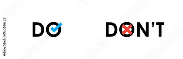 Fototapeta The Text Do and Dont in white background. Isolated Vector Illustration
