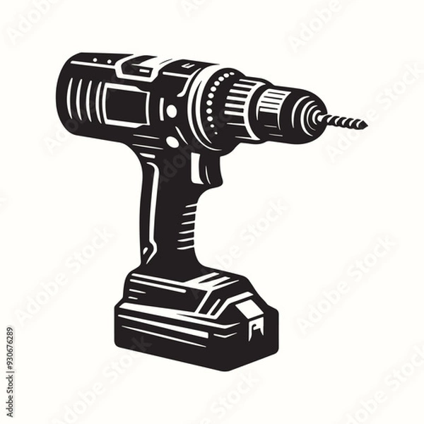 Obraz Electric Drill Tool Silhouette Vector Template