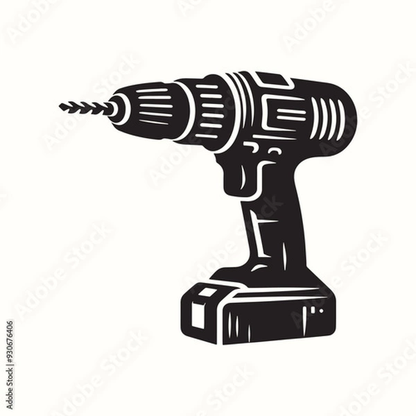 Obraz Electric Drill Tool Silhouette Vector Template