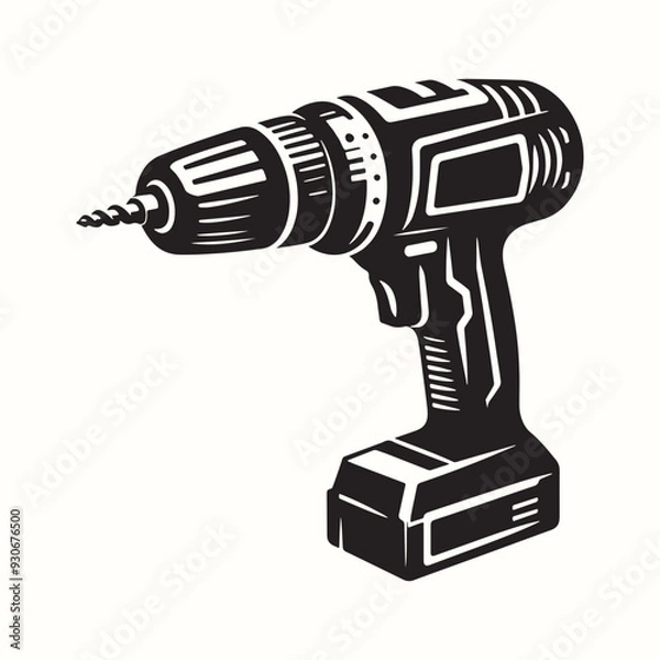 Obraz Electric Drill Tool Silhouette Vector Template
