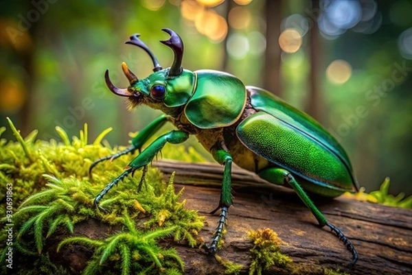 Fototapeta Emerald Forest Stag Beetle Mix /