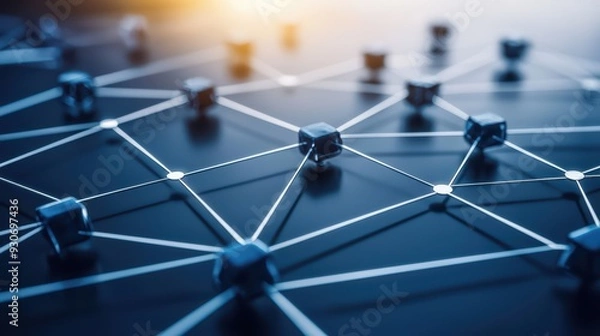 Fototapeta Abstract network connections showcasing a modern digital design highlighting technology and connectivity.