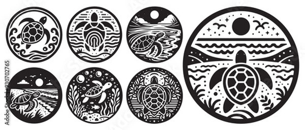 Fototapeta Turtle vector art, Turtle silhouette, Turtle illustration, Turtle black and white vector, black and white Turtle, Sea Turtle silhouette, Turtle black and white vector illustration, 