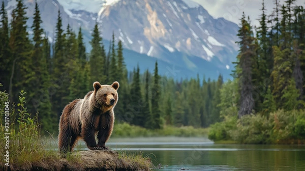 Fototapeta Tranquil Canadian Wilderness. Generative AI