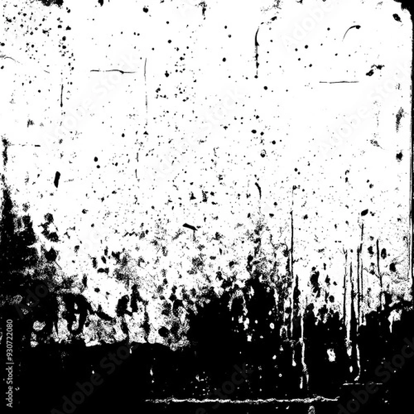 Obraz Aged and Worn Concrete Grunge with Dust Particles - Black and White Urban Texture