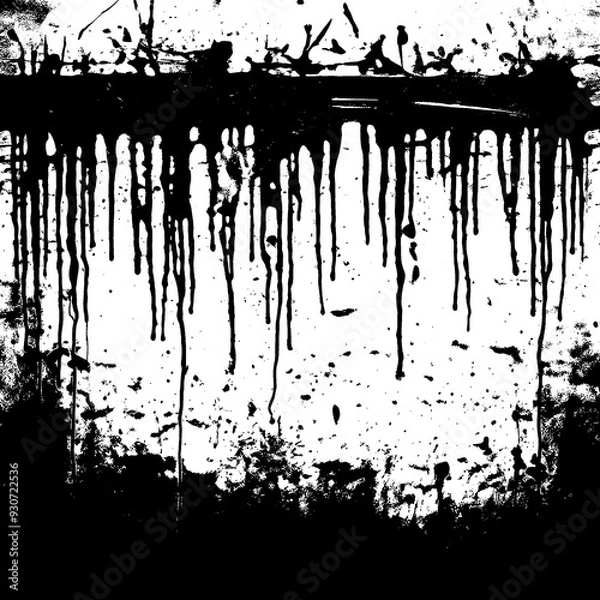 Obraz Obsidian Drip Grunge Brushwork with Dust Particles