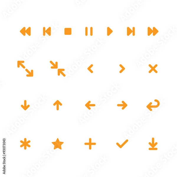 Obraz Flat vector mobile player controls and arrows web app icons