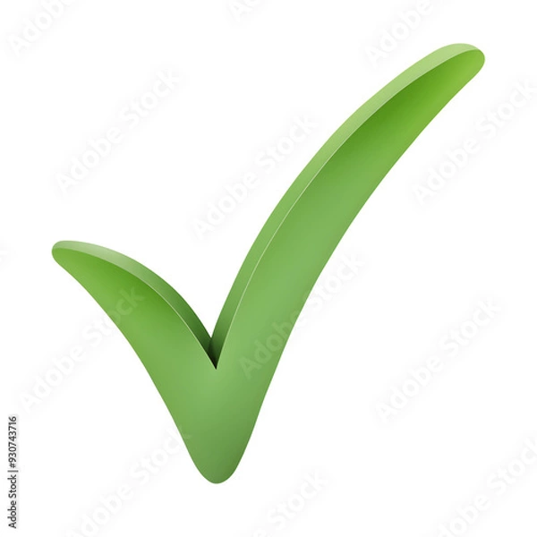 Obraz Green Check Mark Emblem Isolated on Transparent Background