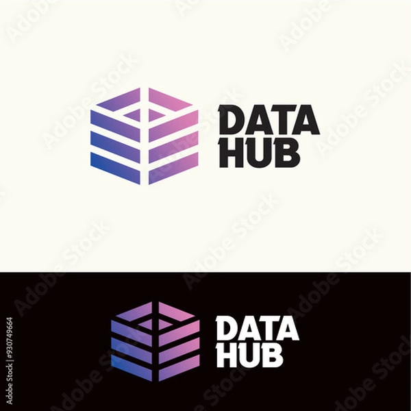 Fototapeta Data hub technology logo design vector template editable 