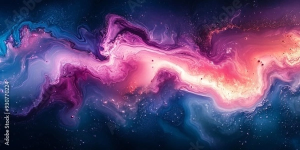 Fototapeta High-Detail Acrylic Pouring: Cyan and Magenta, generative ai