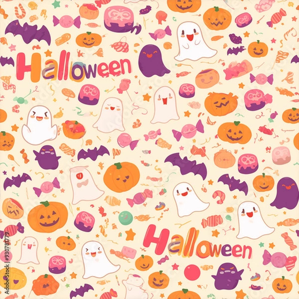 Fototapeta ハッピーハロウィン文字パレードパターン