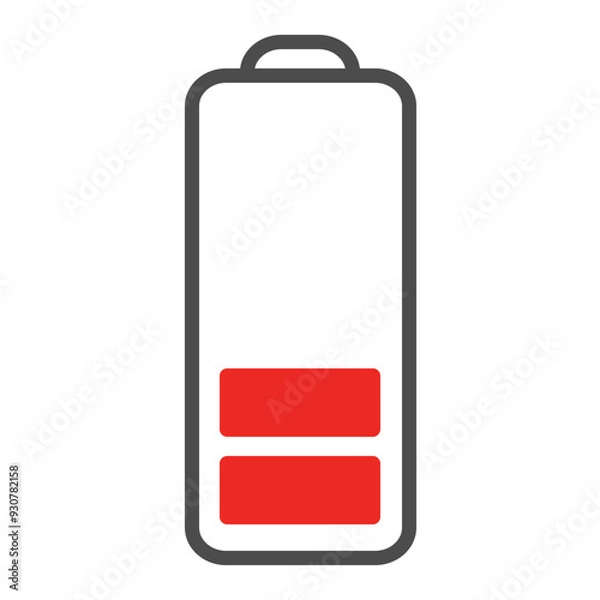 Fototapeta Low battery level icon isolated. Editable stroke, pixel perfect