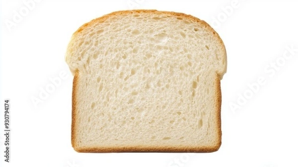 Fototapeta A slice of white bread is shown on a white background