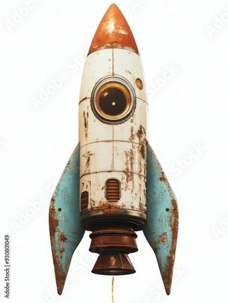 Fototapeta Vintage Rusty Rocket Ship Ready for Launch